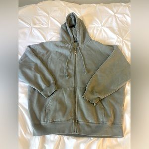 olive green brandy melville zip up “christy hoodie” ˚ʚ♡ɞ˚